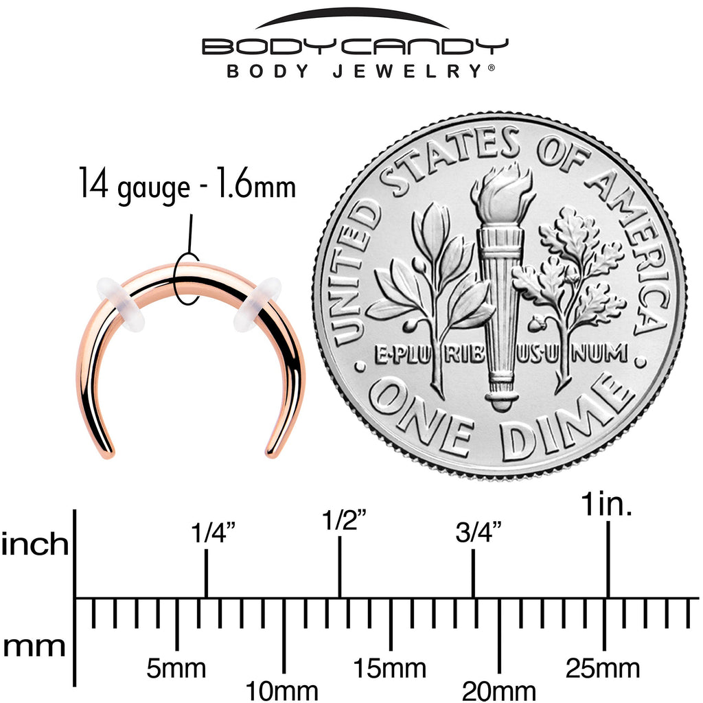 BodyCandy 14G 5/16 Rose Gold Tone Pincher Crescent Taper — side view