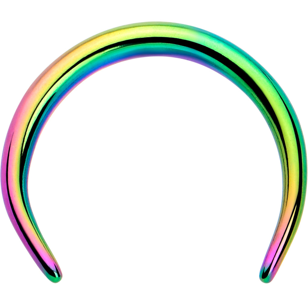 BodyCandy 16G 5/16 Rainbow Pincher Crescent Taper — detail close-up