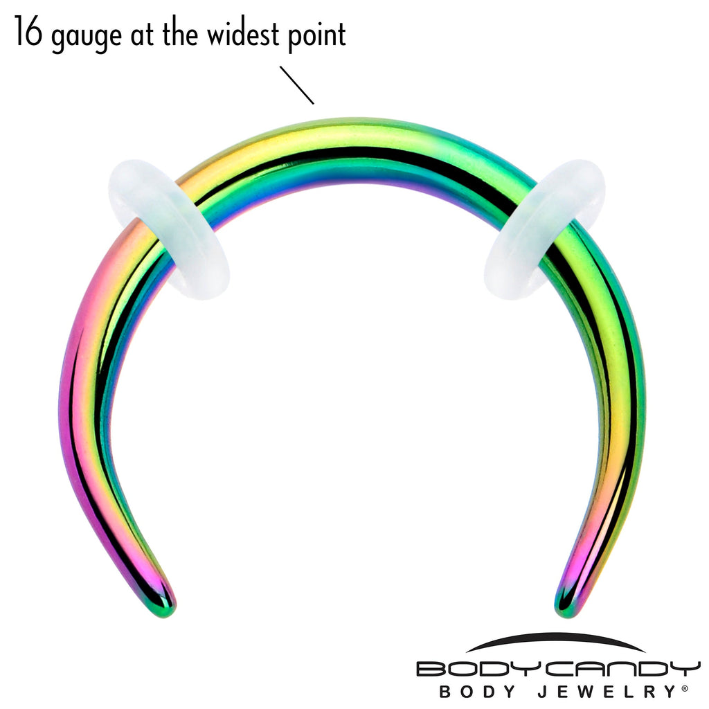 BodyCandy 16G 5/16 Rainbow Pincher Crescent Taper — lifestyle context