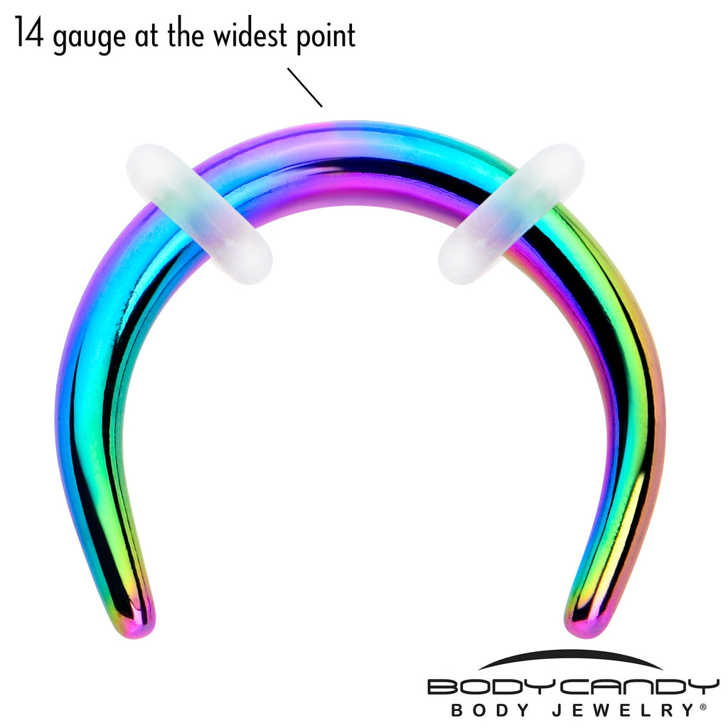 BodyCandy 14G 5/16 Rainbow Pincher Crescent Taper — lifestyle context