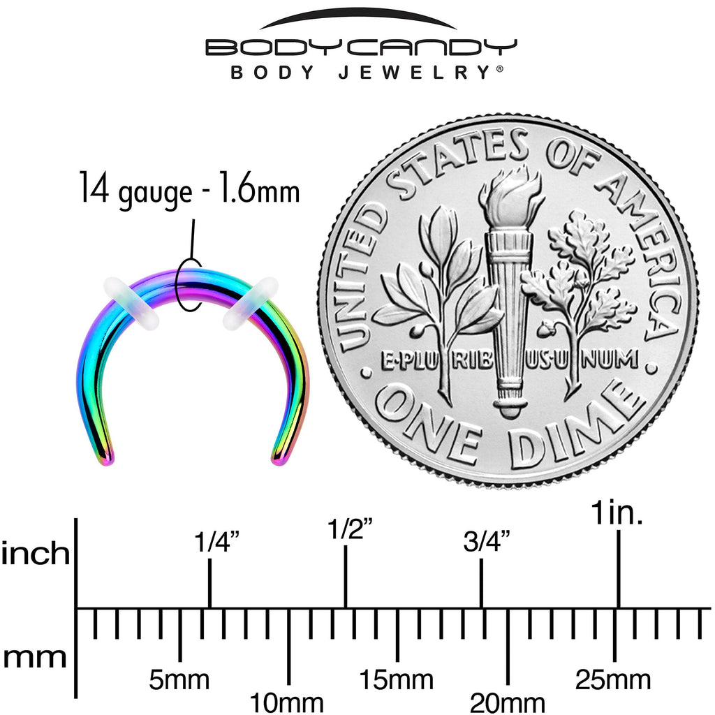 BodyCandy 14G 5/16 Rainbow Pincher Crescent Taper — side view