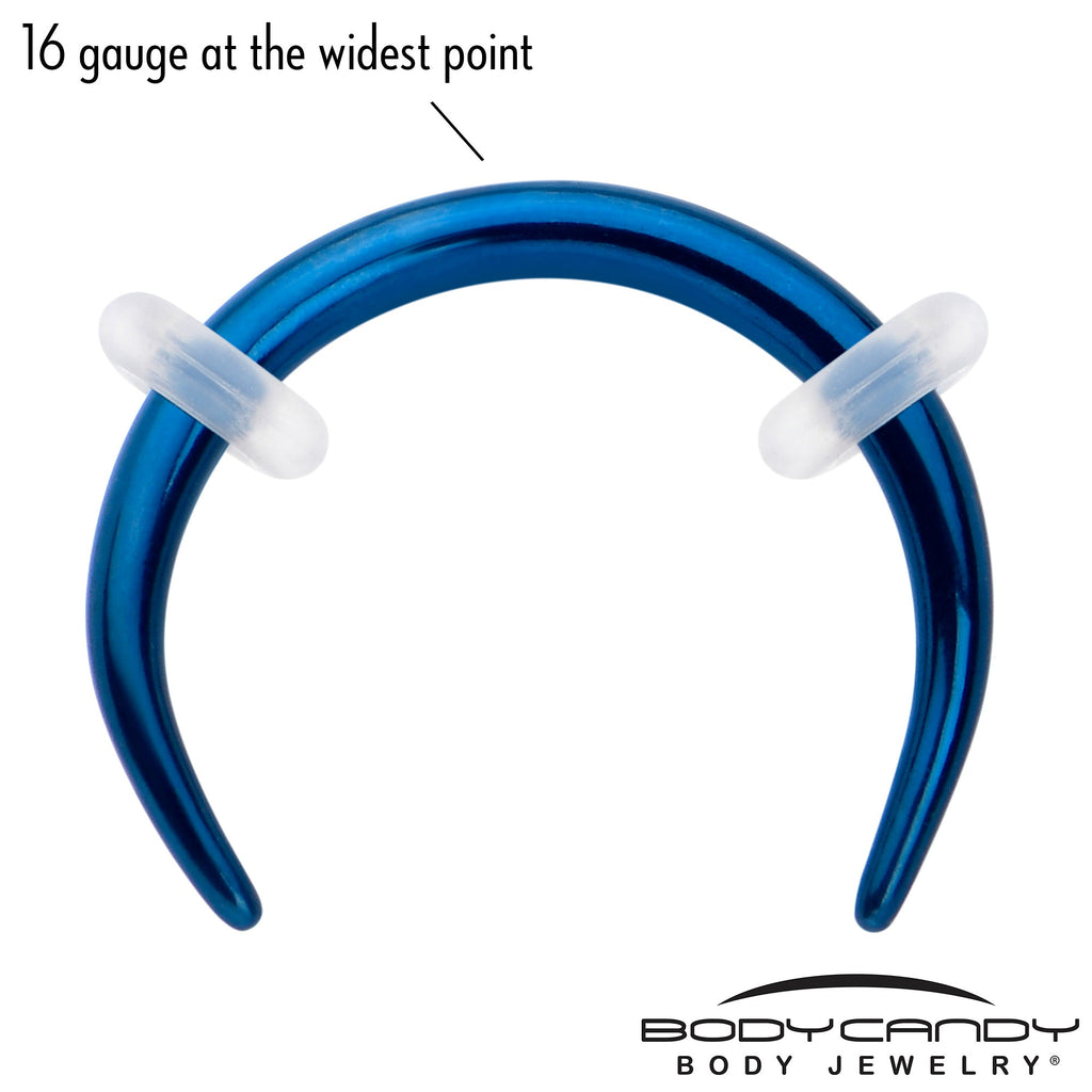 BodyCandy 16G 5/16 Blue Pincher Crescent Taper — lifestyle context