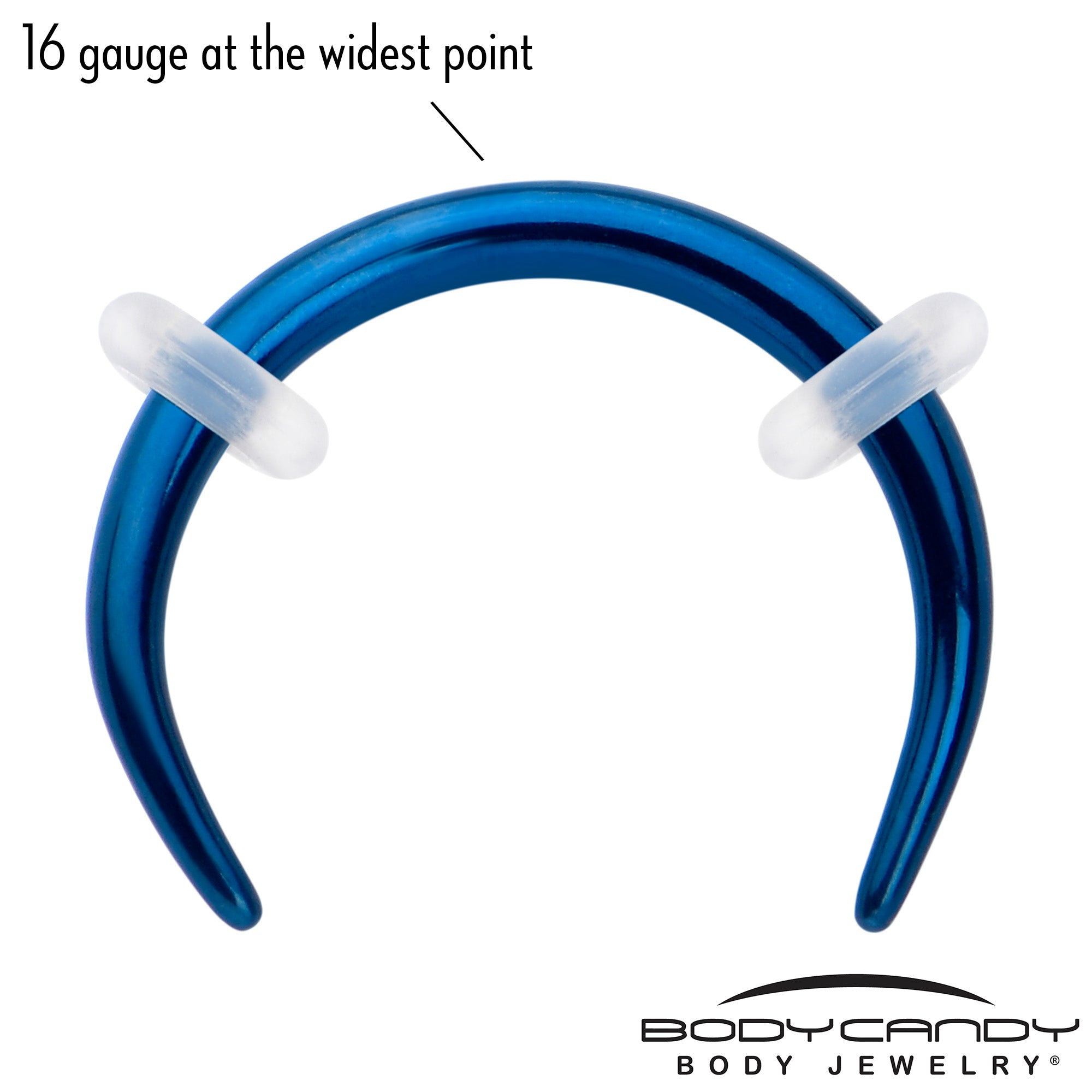 BodyCandy 16G 5/16 Blue Pincher Crescent Taper — lifestyle context