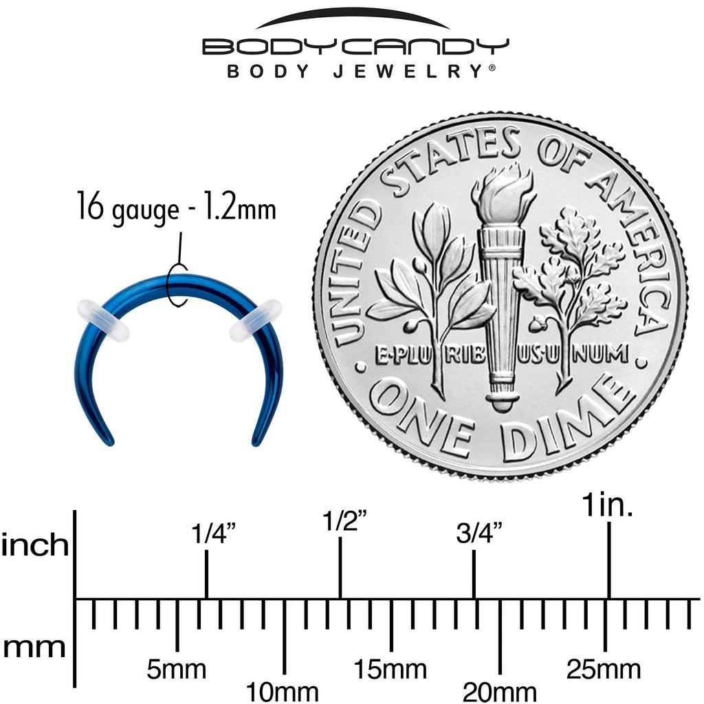BodyCandy 16G 5/16 Blue Pincher Crescent Taper — side view