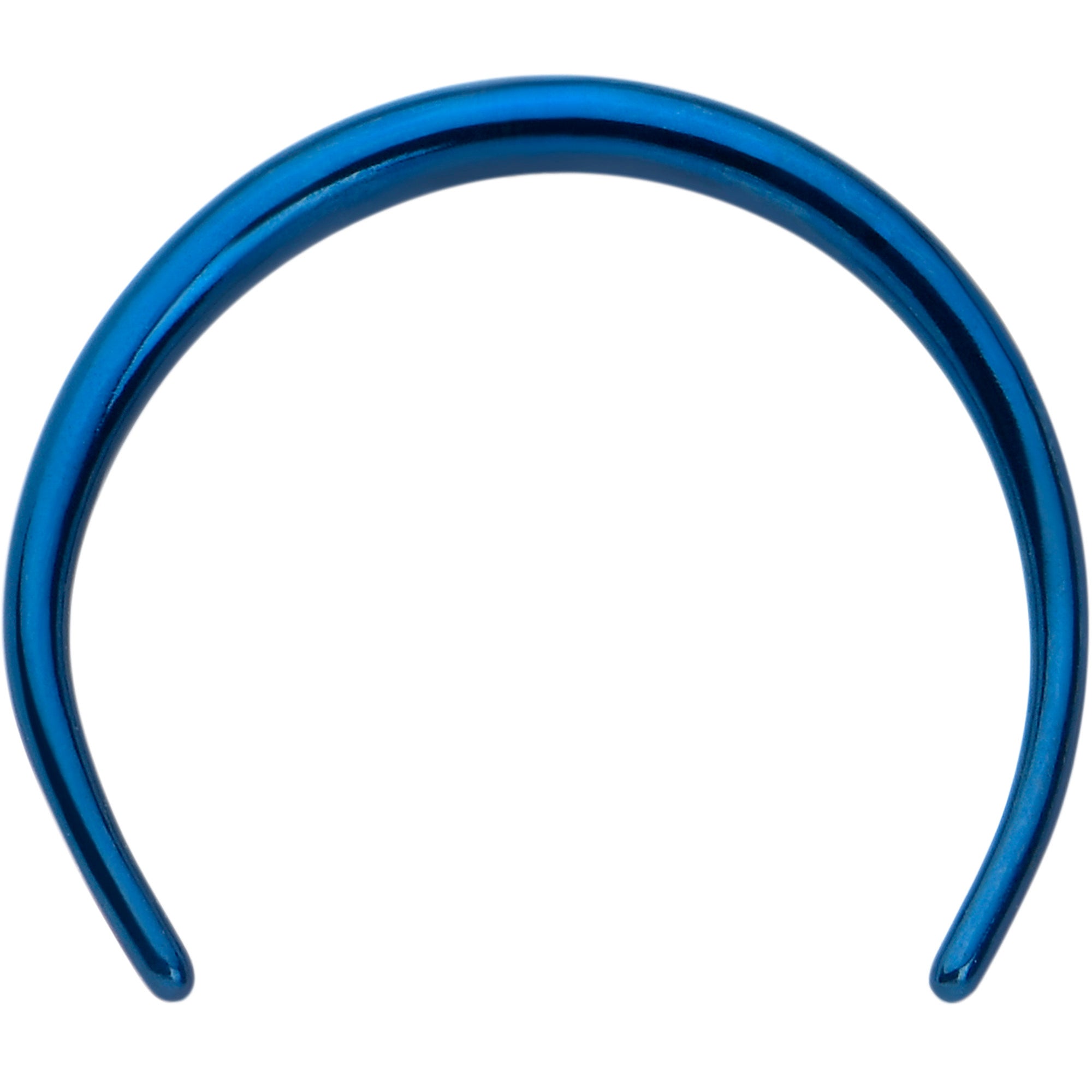 BodyCandy 16G 3/8 Blue Pincher Crescent Taper — detail close-up