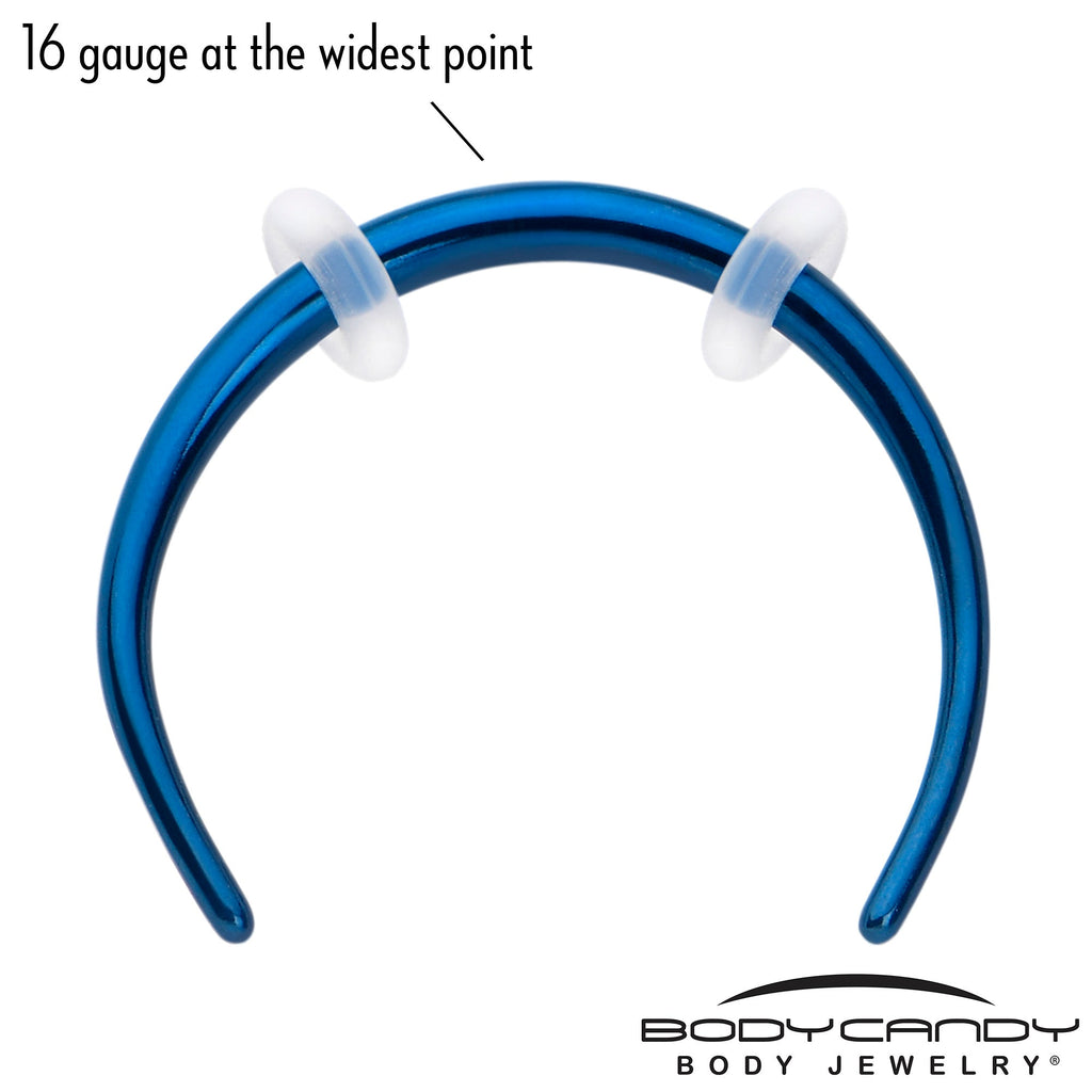 BodyCandy 16G 3/8 Blue Pincher Crescent Taper — lifestyle context
