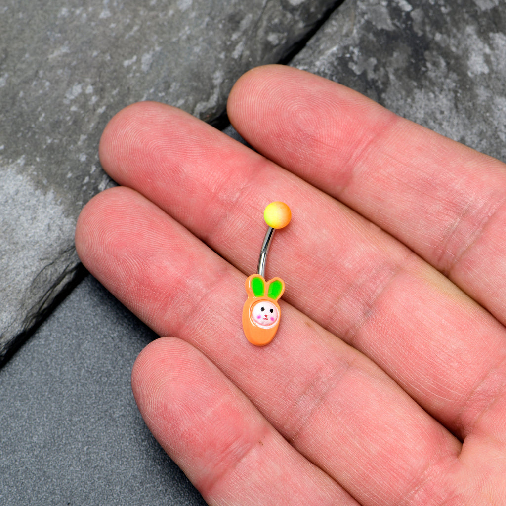 BodyCandy Surprise Carrot Easter Bunny Belly Ring — side view