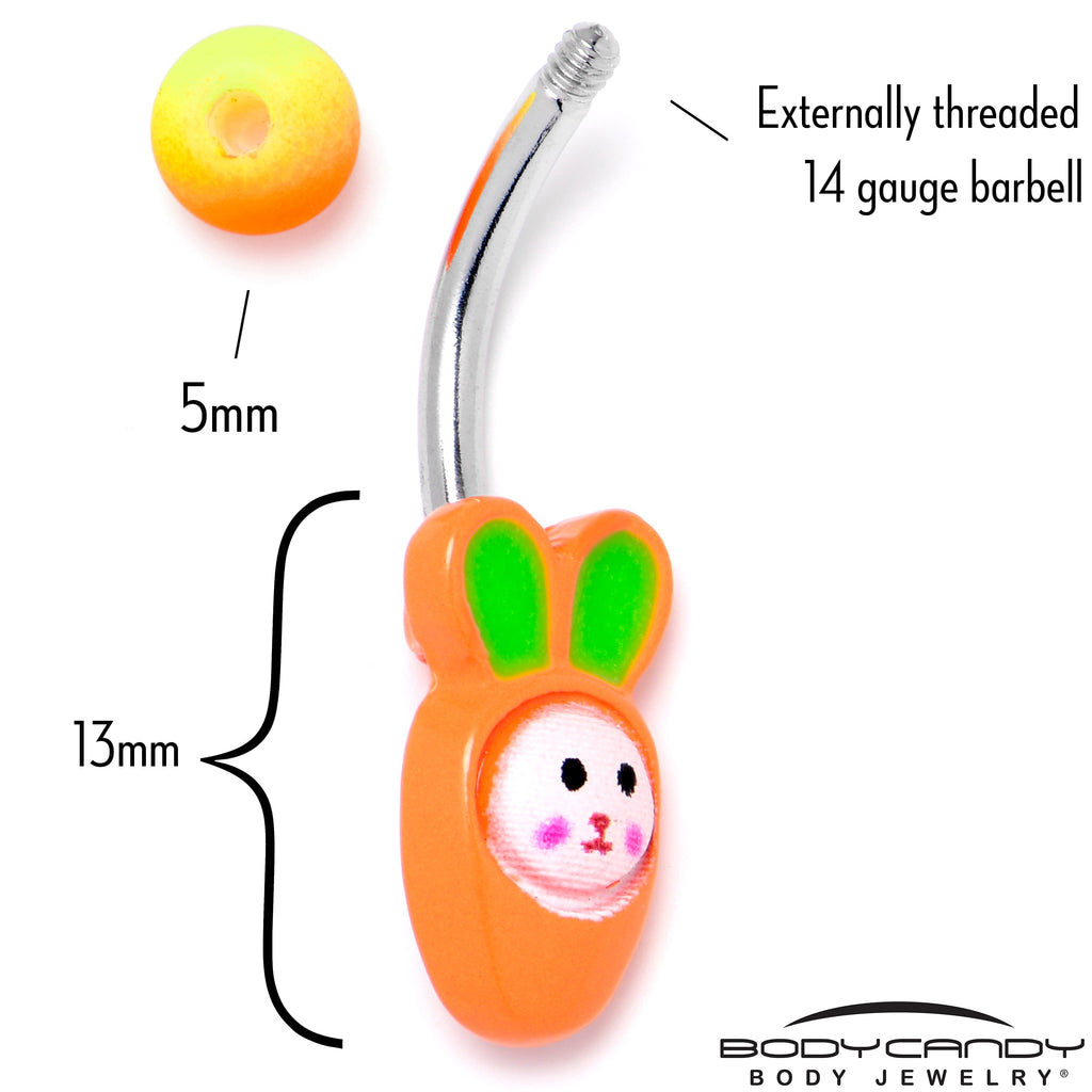BodyCandy Surprise Carrot Easter Bunny Belly Ring — detail close-up