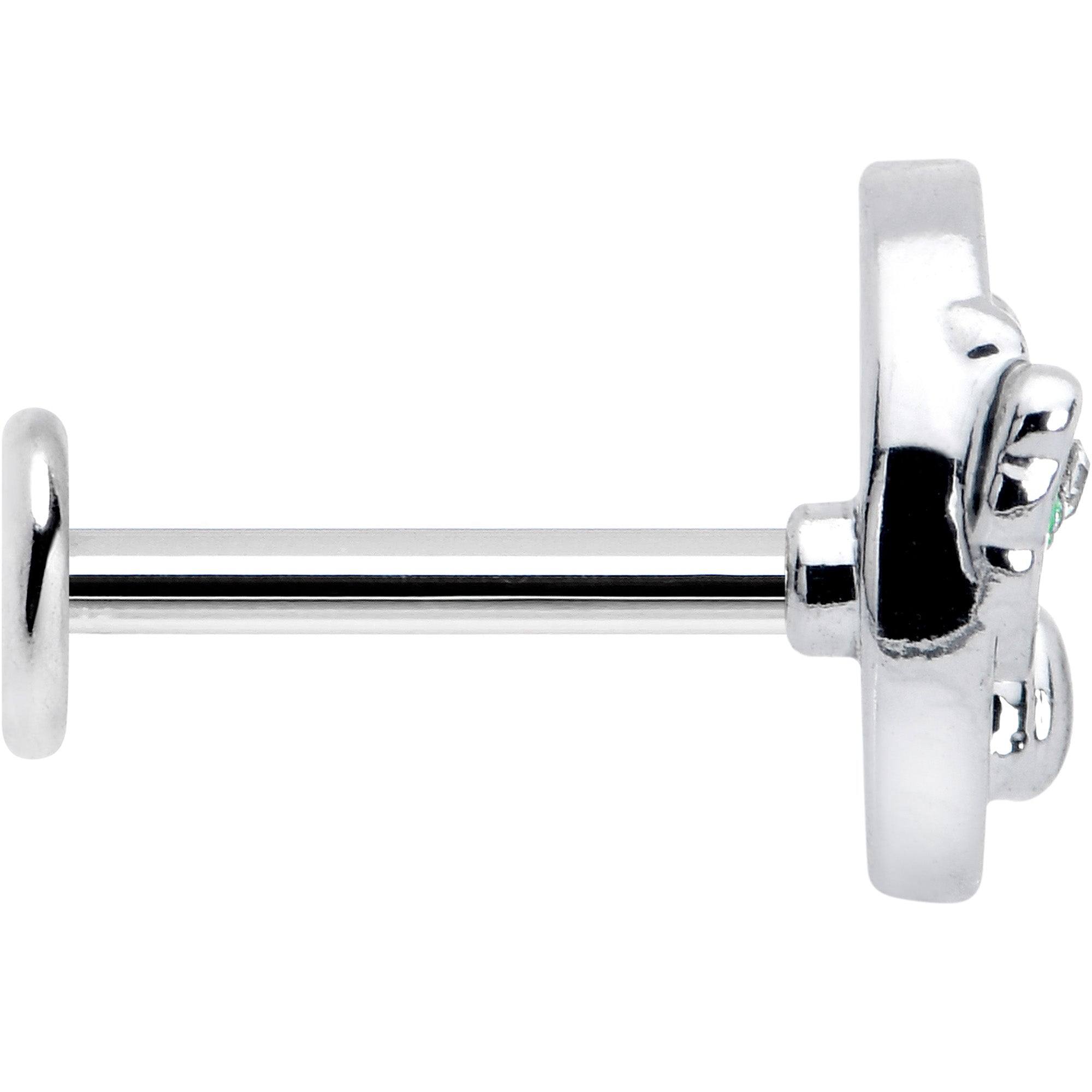 BodyCandy 16G 5/16 Clear CZ Gem Rabbit on Moon Green Internally Threaded Labret — lifestyle context