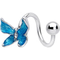 BodyCandy Clear Gem Chunky Butterfly Blue Spiral Twister Belly Ring — main product shot