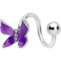 BodyCandy Clear Gem Chunky Butterfly Purple Spiral Twister Belly Ring — main product shot