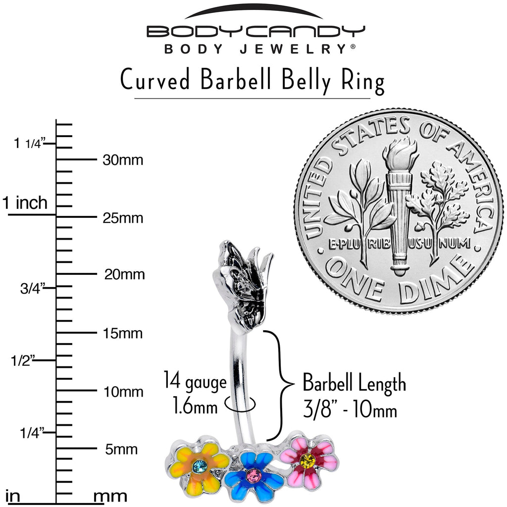 BodyCandy Blue Pink Gem Flower Garden Butterfly Double Mount Belly Ring — lifestyle context