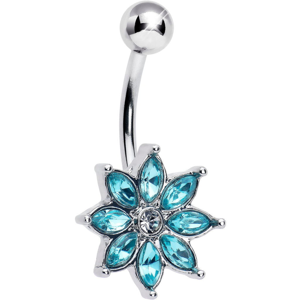 BodyCandy Blue Gem Flower Elegance Bloom Belly Ring — main product shot