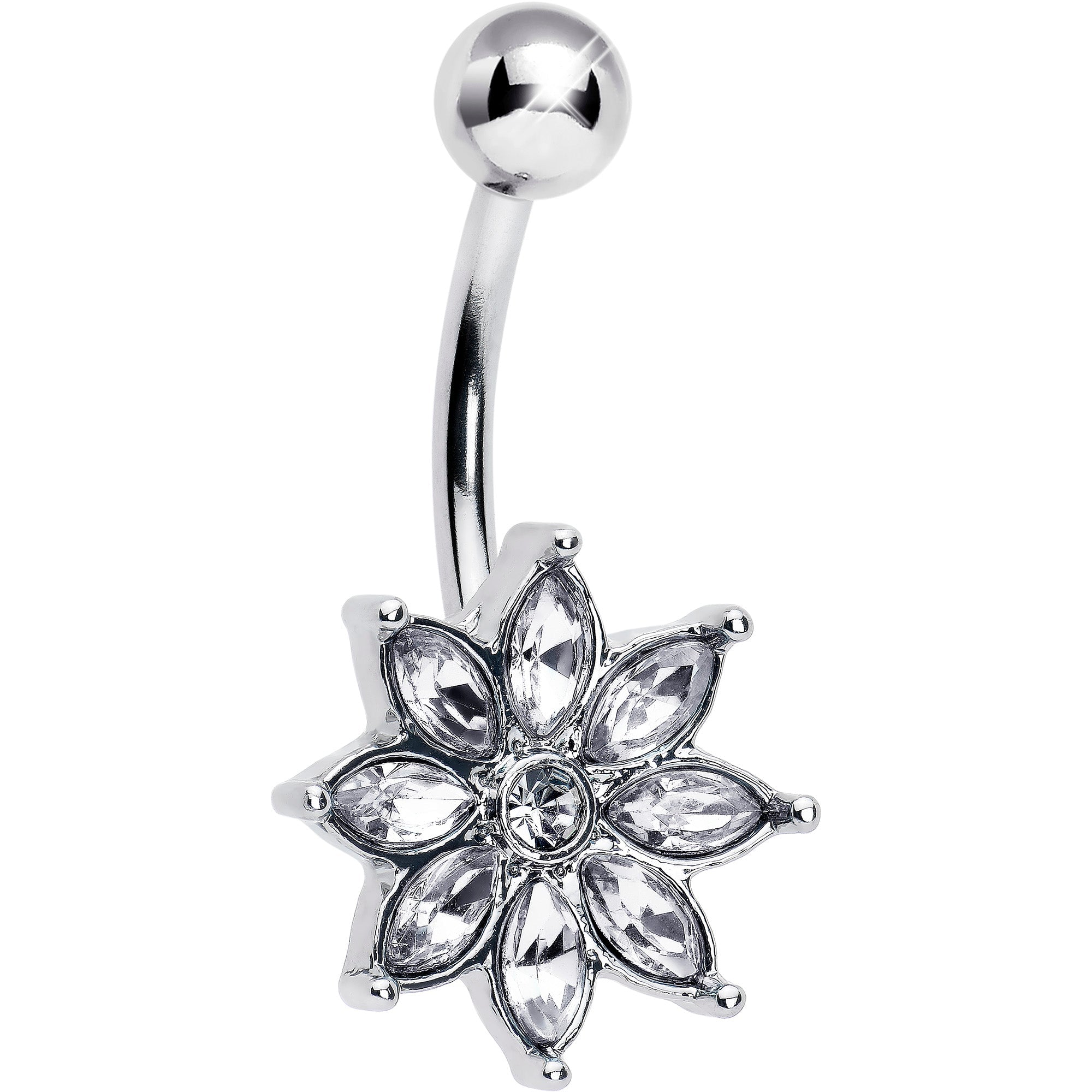 BodyCandy Clear Gem Flower Elegance Bloom Belly Ring — main product shot