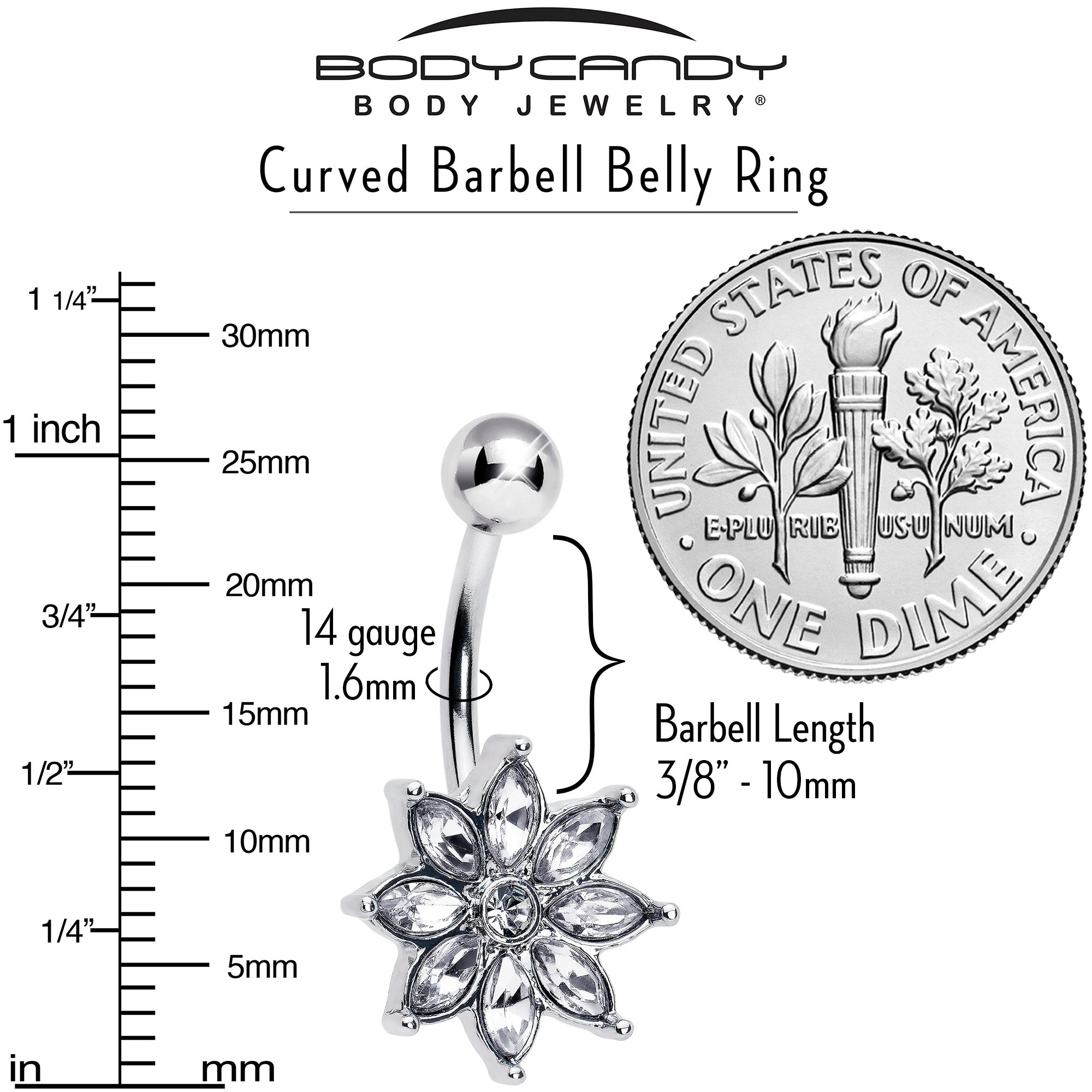 BodyCandy Clear Gem Flower Elegance Bloom Belly Ring — lifestyle context