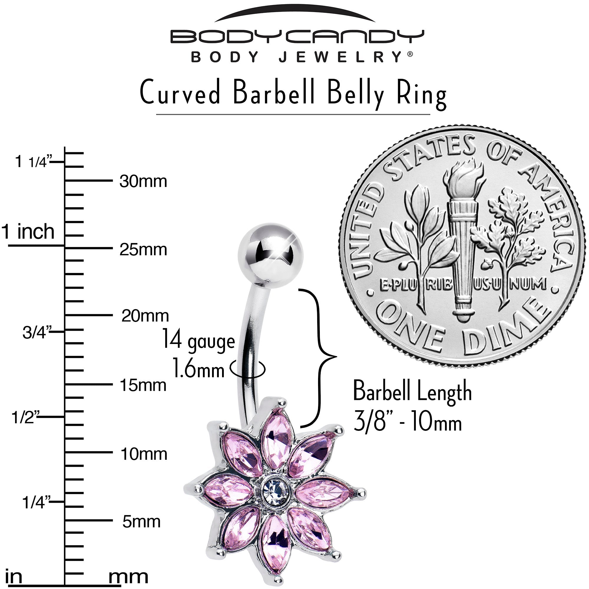 BodyCandy Pink Gem Flower Elegance Bloom Belly Ring — lifestyle context