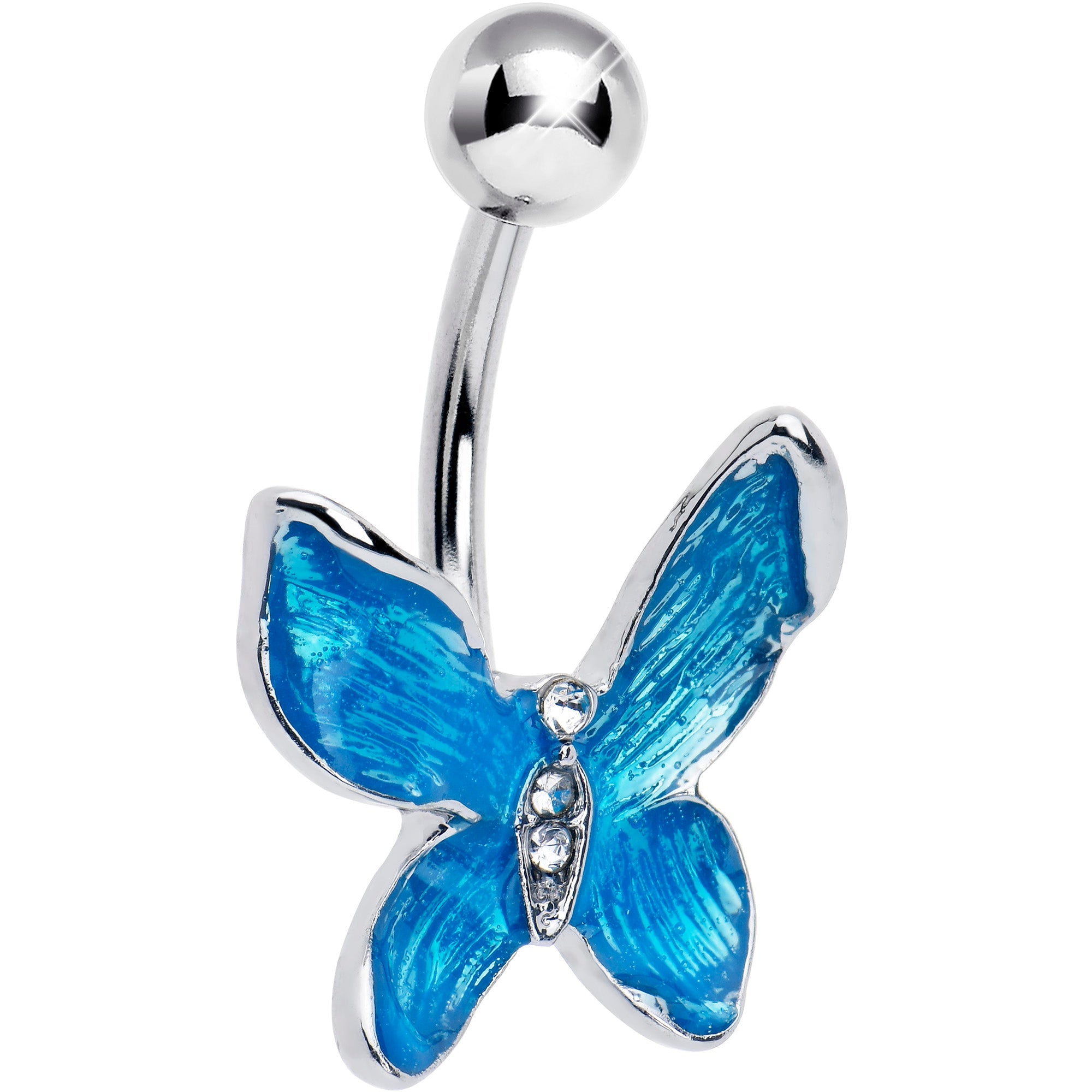 BodyCandy Clear Gem Chunky Butterfly Blue Belly Ring — main product shot