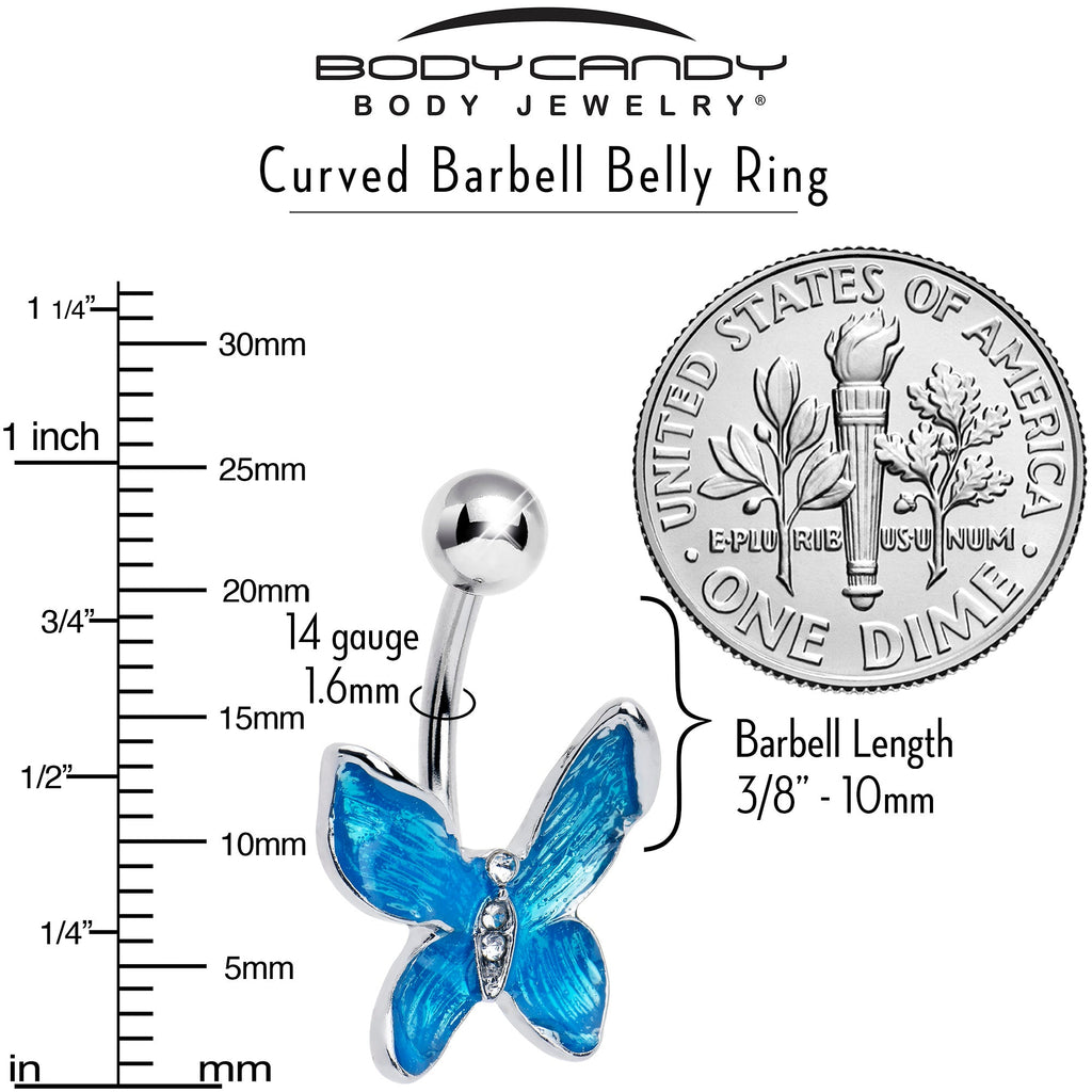 BodyCandy Clear Gem Chunky Butterfly Blue Belly Ring — lifestyle context