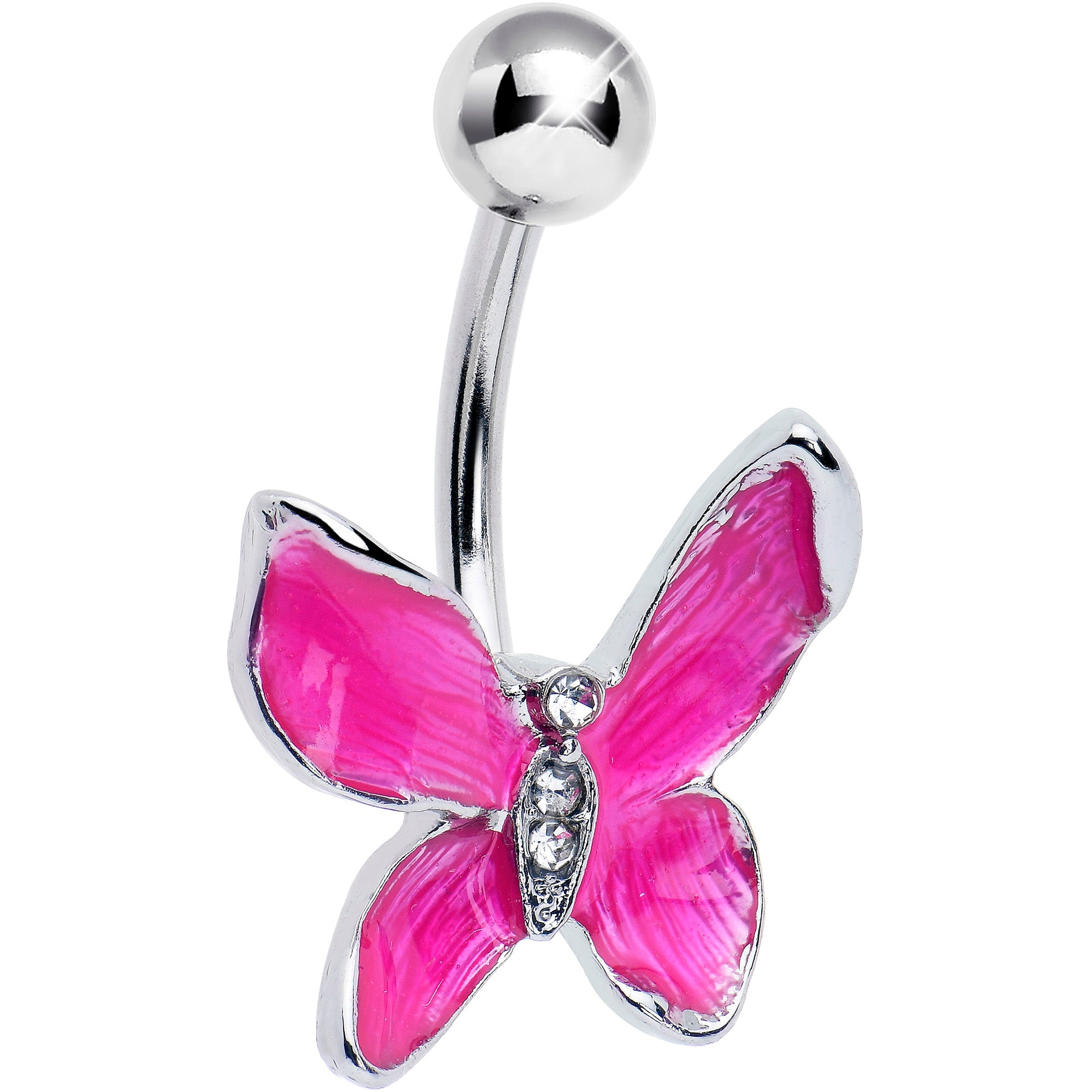 BodyCandy Clear Gem Chunky Butterfly Pink Belly Ring — main product shot
