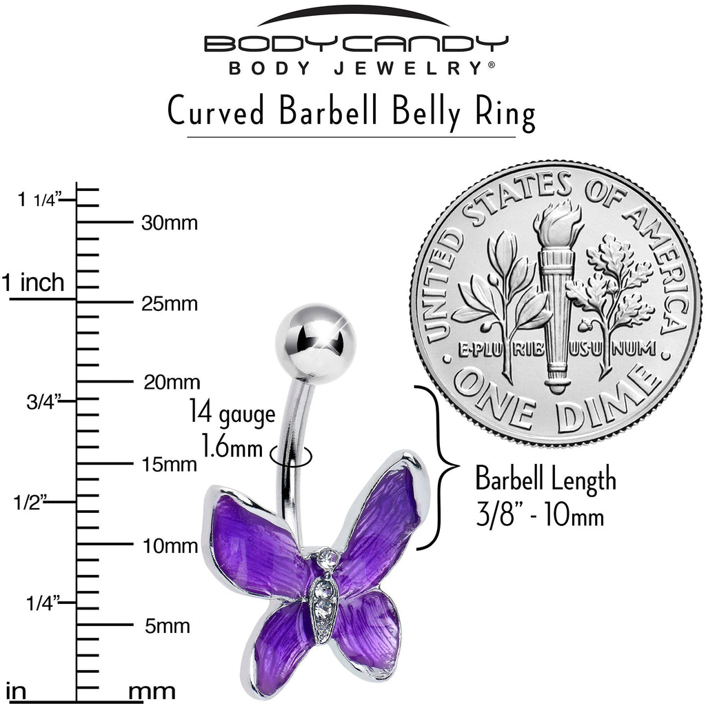 BodyCandy Clear Gem Chunky Butterfly Purple Belly Ring — lifestyle context