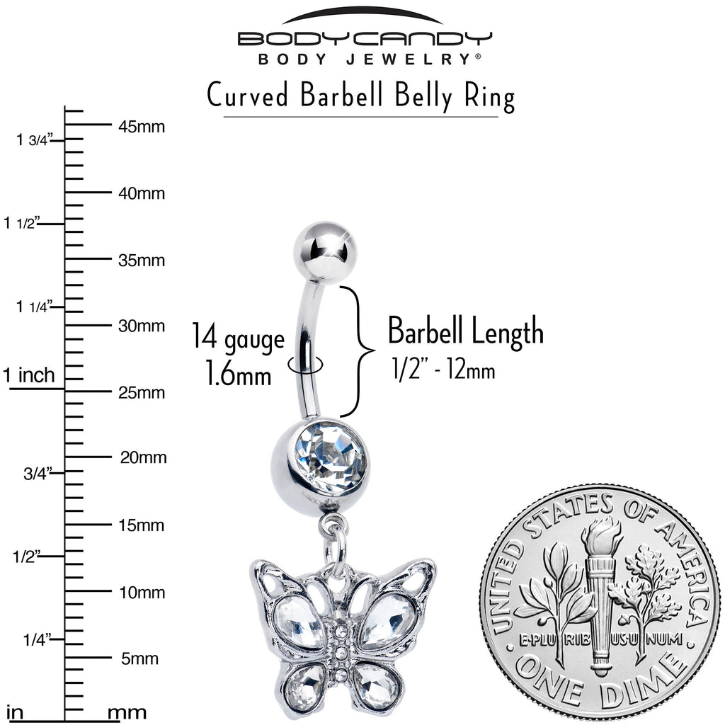 BodyCandy Clear Gem Butterfly Beauty Bling Dangle Belly Ring — lifestyle context