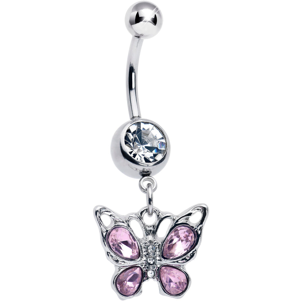 BodyCandy Pink Gem Butterfly Beauty Bling Dangle Belly Ring — main product shot