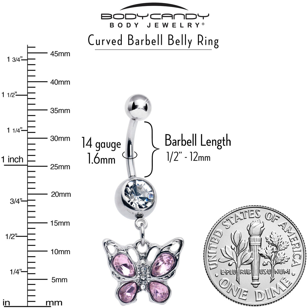 BodyCandy Pink Gem Butterfly Beauty Bling Dangle Belly Ring — lifestyle context
