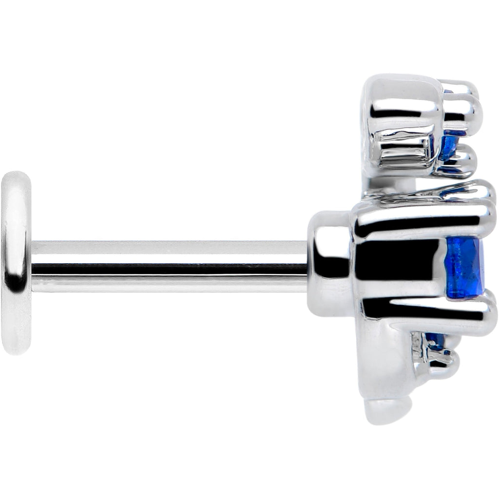BodyCandy 16G 1/4 Blue Gem Twining Vine Flatback Stud — side view