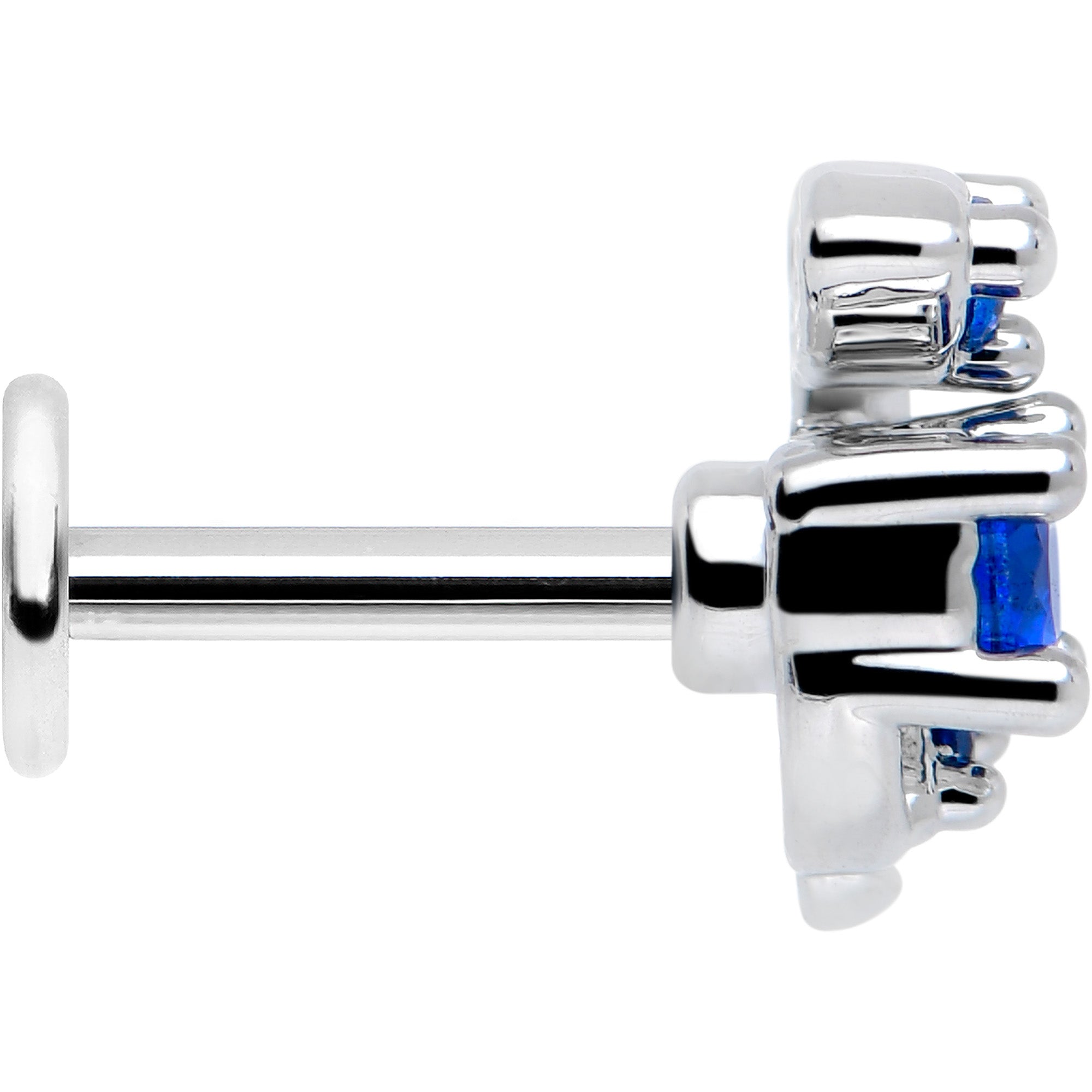 BodyCandy 16G 1/4 Blue Gem Twining Vine Flatback Stud — side view