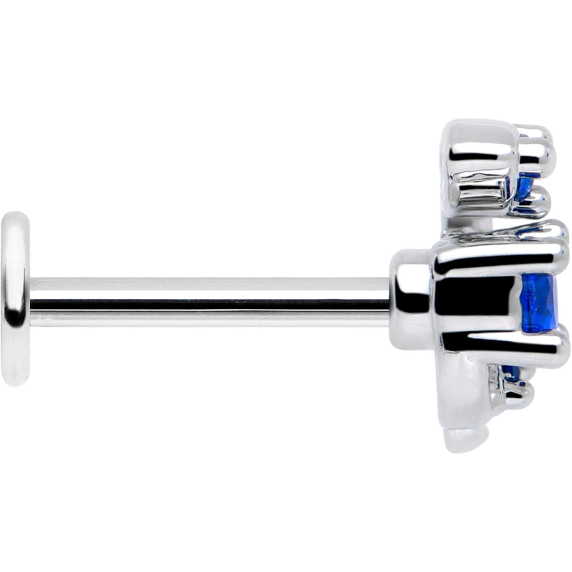 BodyCandy 16G 5/16 Blue Gem Twining Vine Flatback Stud — side view