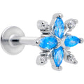 BodyCandy 16G 5/16 Blue CZ Gem Classic Flower Flatback Stud — main product shot