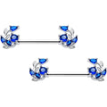 BodyCandy 14G 9/16 Blue Gem Twining Vine Barbell Nipple Ring Set — main product shot