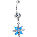 BodyCandy Clear Blue CZ Gem Classic Flower Dangle Belly Ring — main product shot