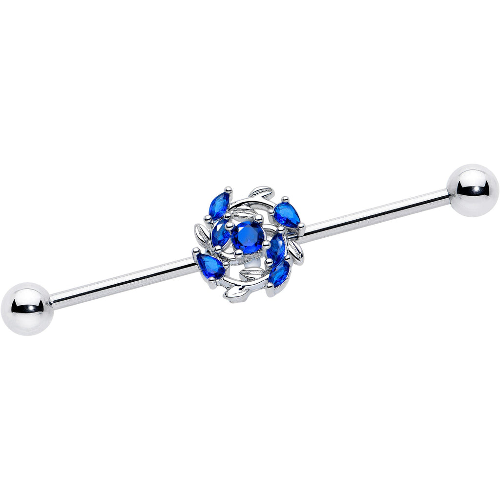 BodyCandy 14G Blue Gem Twining Vine Industrial Barbell 38mm — main product shot