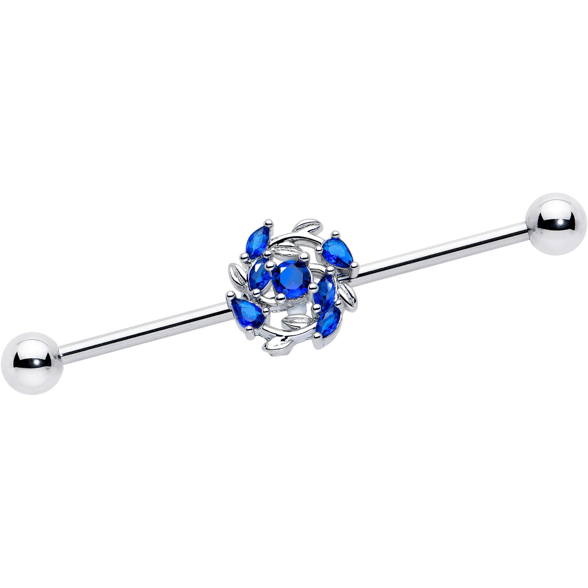 BodyCandy 14G Blue Gem Twining Vine Industrial Barbell 38mm — main product shot