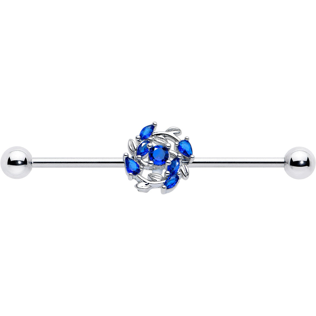 BodyCandy 14G Blue Gem Twining Vine Industrial Barbell 38mm — lifestyle context