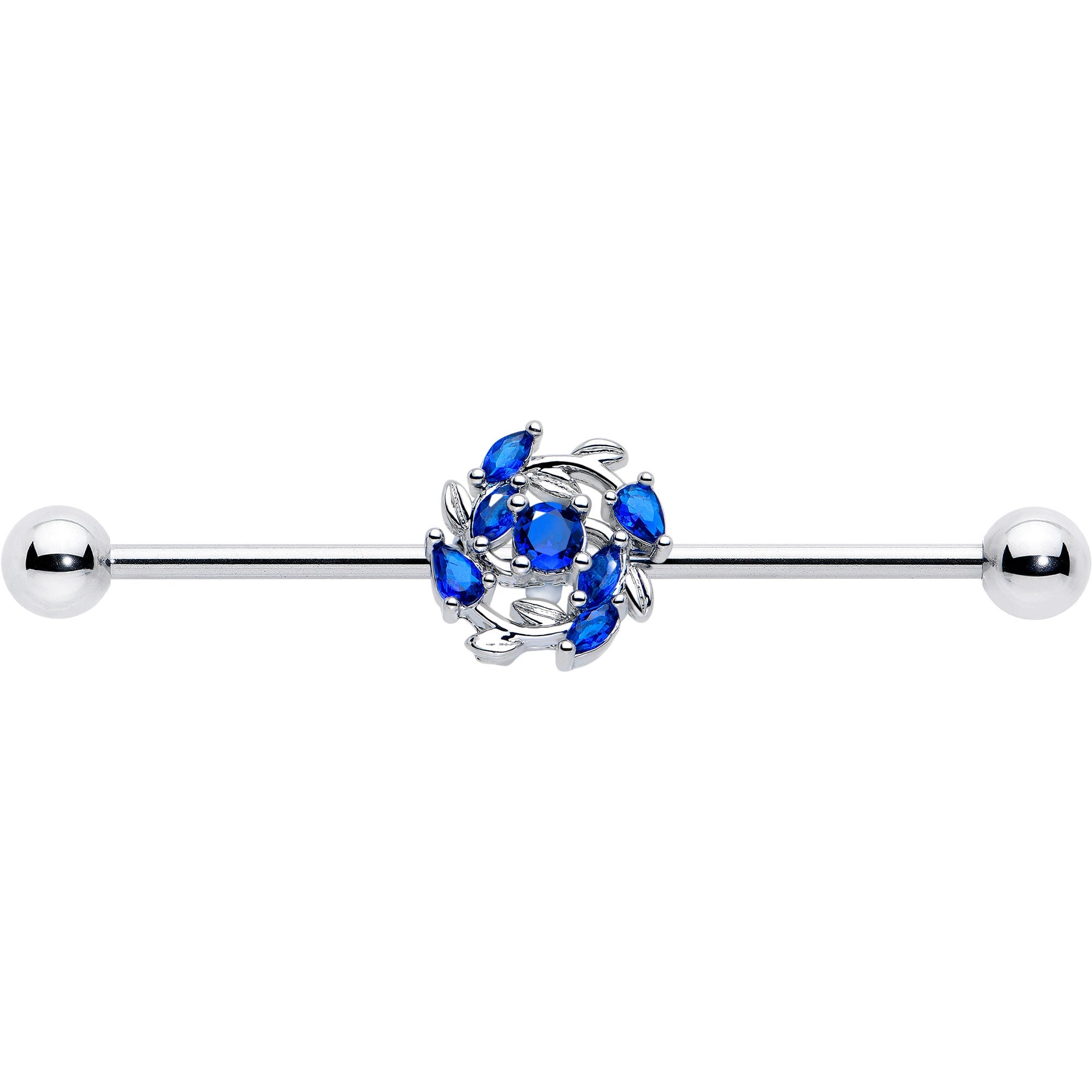 BodyCandy 14G Blue Gem Twining Vine Industrial Barbell 38mm — lifestyle context