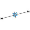 BodyCandy 14G Blue CZ Gem Classic Flower Industrial Barbell 38mm — main product shot