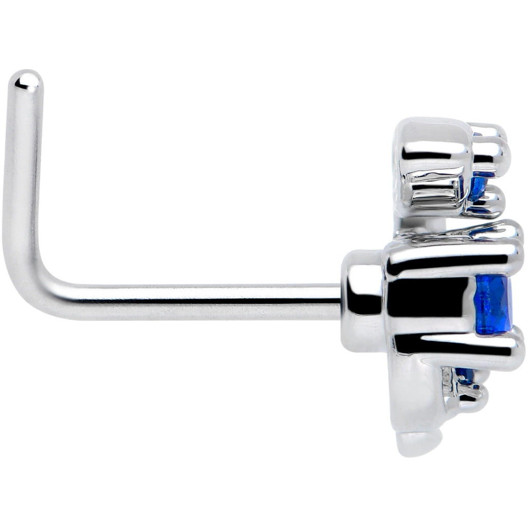 BodyCandy 20G 7mm Blue Gem Twining Vine L Shape Nose Ring — side view
