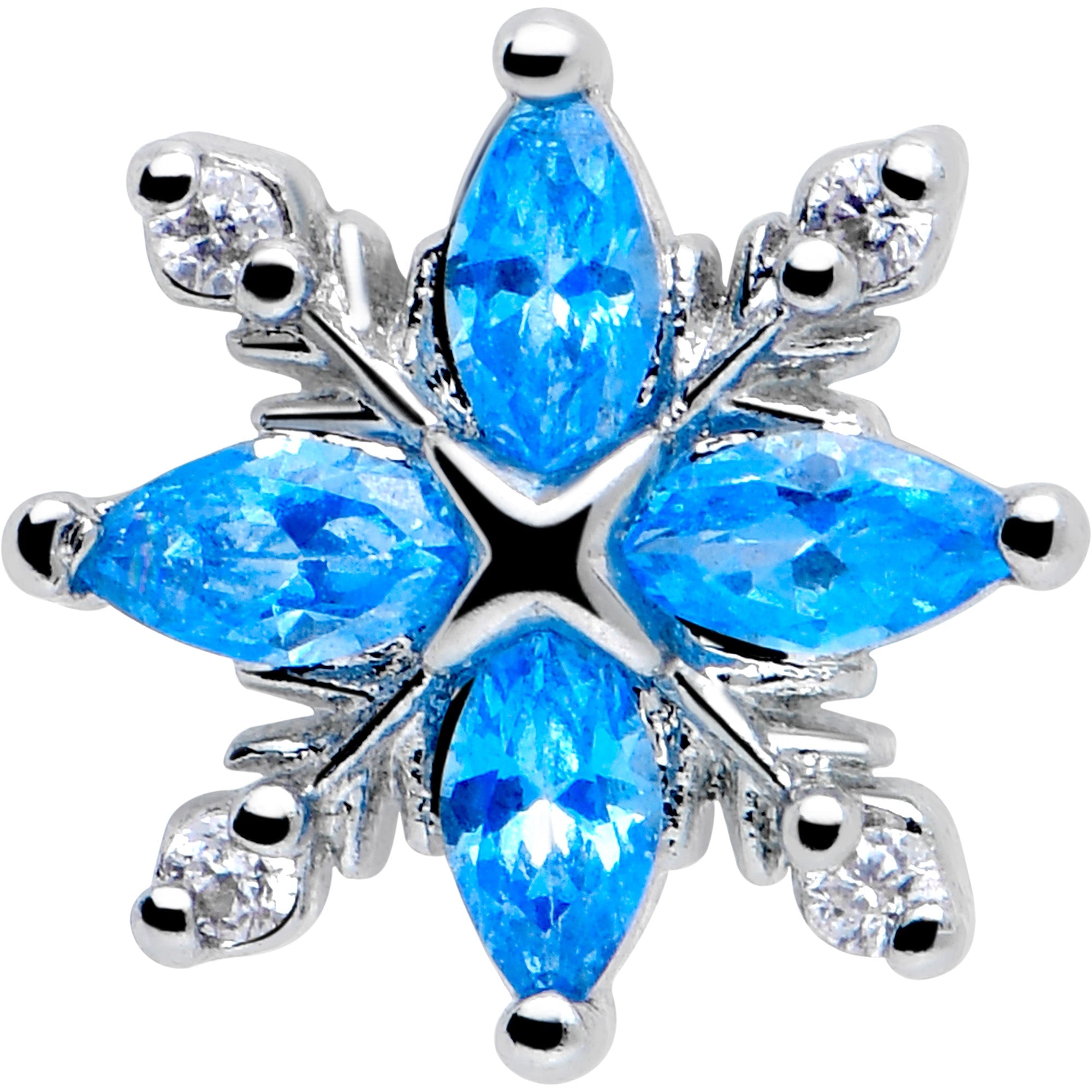 BodyCandy 20G 7mm Blue CZ Gem Classic Flower L Shape Nose Ring — lifestyle context