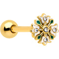 BodyCandy Clear Gem Gold Tone Flower Wreath Barbell Tongue Ring — main product shot