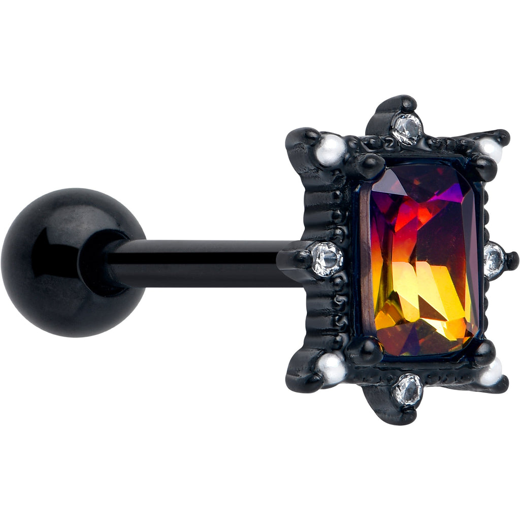 BodyCandy Red Tourmaline Black Star Fire Barbell Tongue Ring — main product shot