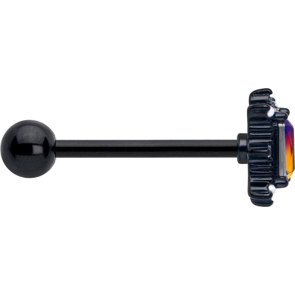 BodyCandy Red Tourmaline Black Star Fire Barbell Tongue Ring — side view