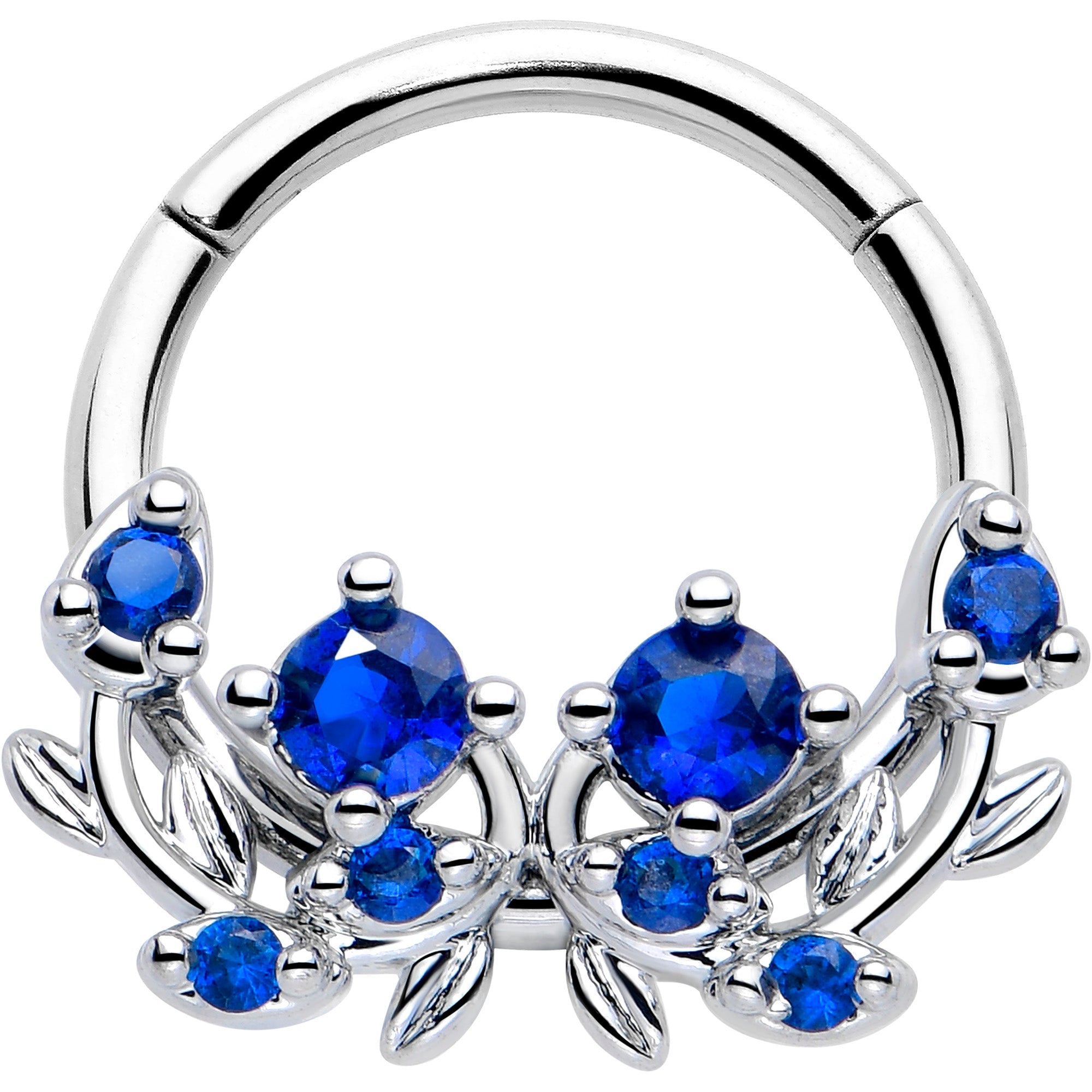 BodyCandy 16G 3/8 Blue Gem Twining Vine Hinged Segment Ring — main product shot