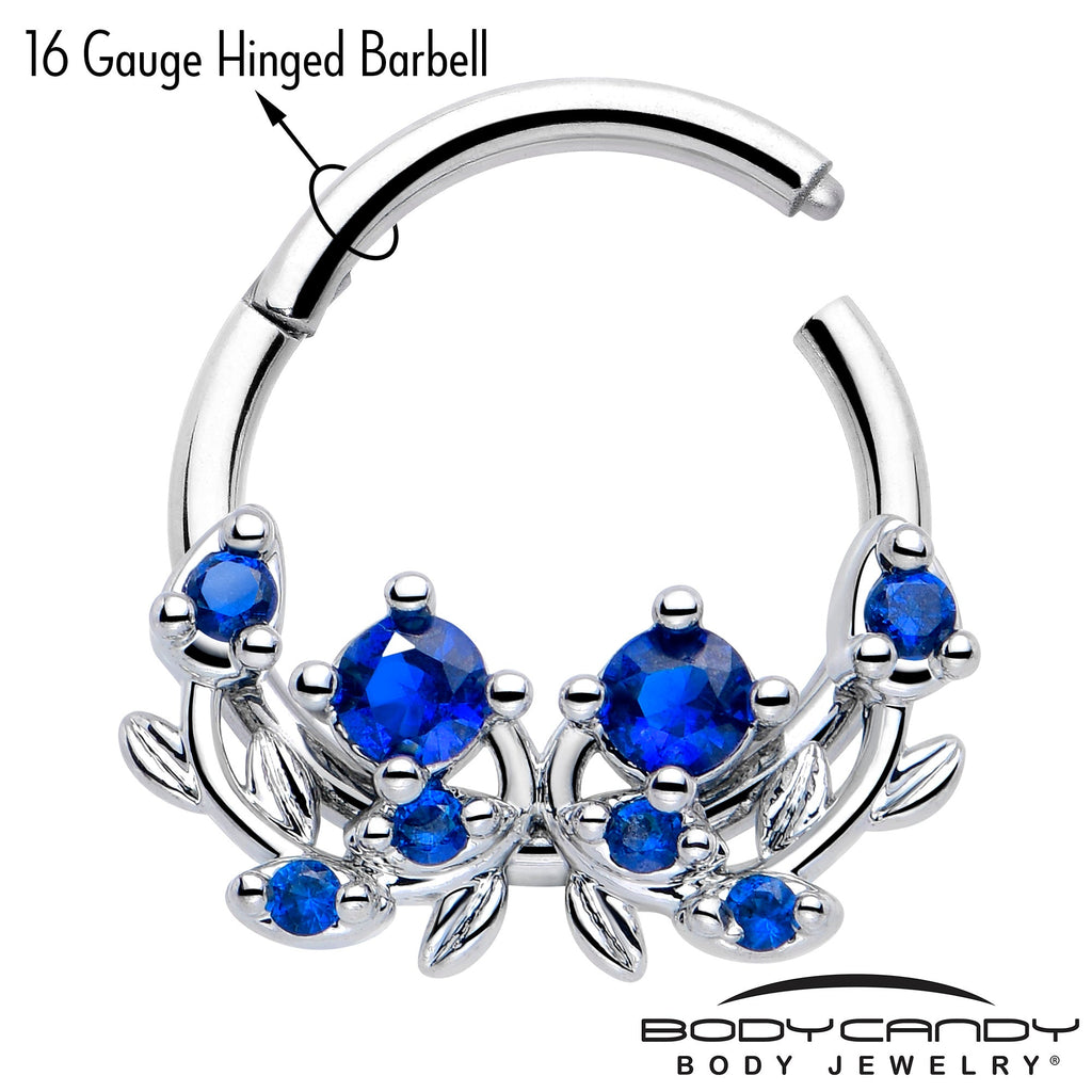 BodyCandy 16G 3/8 Blue Gem Twining Vine Hinged Segment Ring — lifestyle context