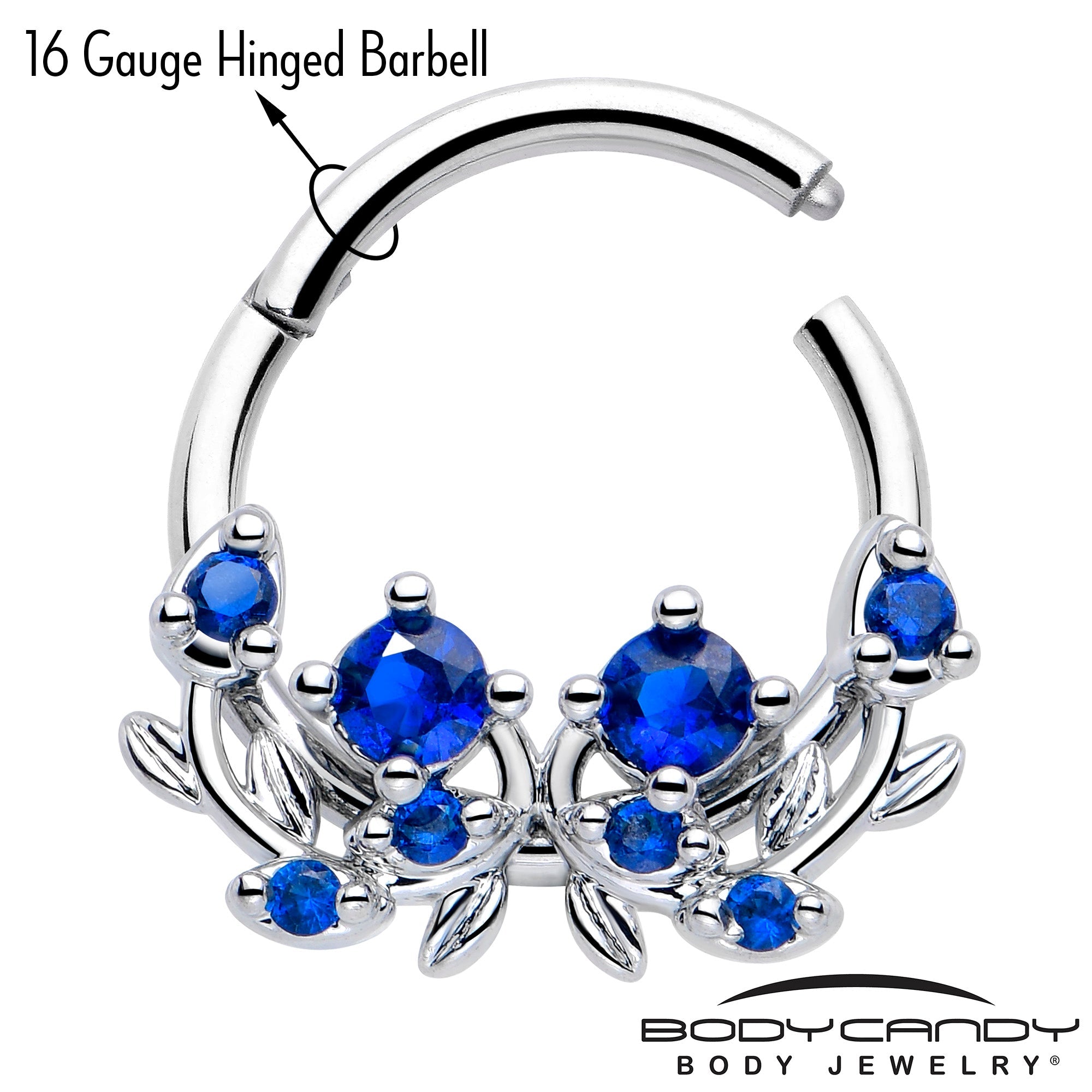 BodyCandy 16G 3/8 Blue Gem Twining Vine Hinged Segment Ring — lifestyle context