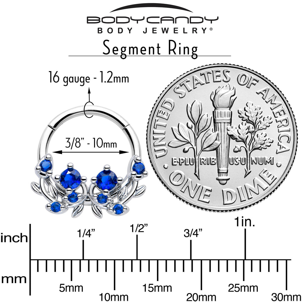 BodyCandy 16G 3/8 Blue Gem Twining Vine Hinged Segment Ring — side view