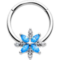 BodyCandy 16G 3/8 Blue CZ Gem Classic Flower Hinged Segment Ring — main product shot