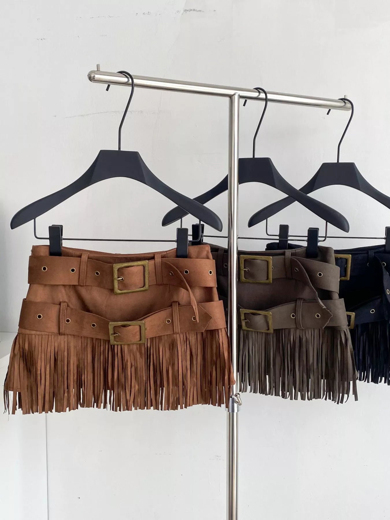 Fringe Belted Mini Skirt