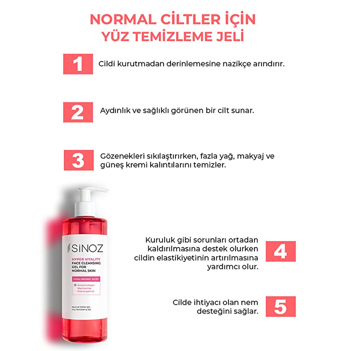 Sinoz Hydrating Facial Cleanser for Normal Skin: Gentle Daily Face Wash with Hyaluronic Acid, Pink Grapefruit & Acacia Collagen - Brightens & Moisturizes (400ml)
